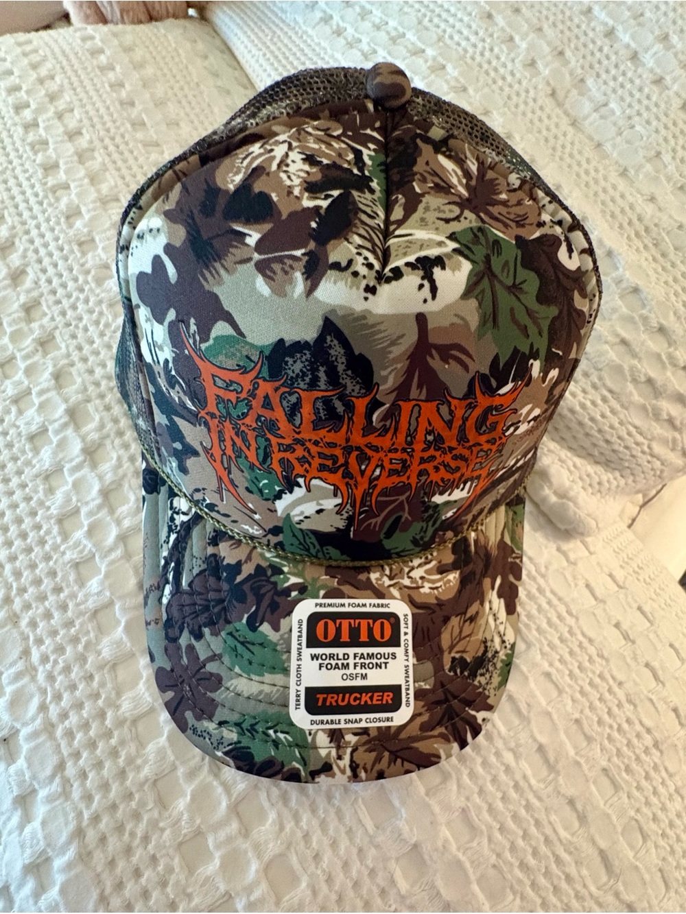 OTTO Falling In Reverse official merch Camo Trucker hat